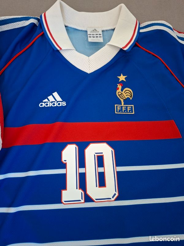 Maillot foot vintage Adidas équipe de France 1998 floqué Zidane