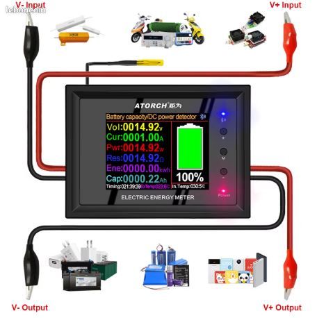DT24 HD IPS Bluetooth affichage numérique alimentation cc APP voltmètre ampèremètre testeur de capacité de batterie jauge de carburant détecteur de tension compteur (image 4)