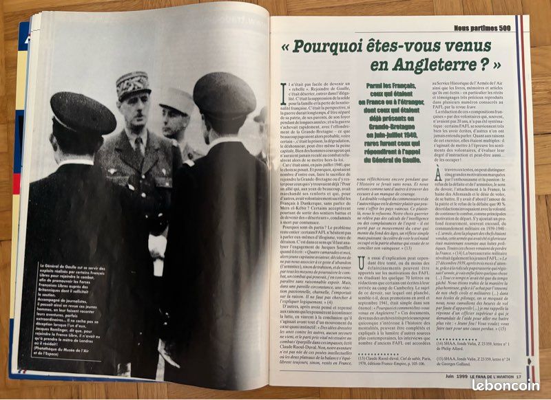 Militaria. Guerre 1939-45. Magazine Hors Série No 10 Le Fana de l' Aviation. « Les FAFL (Forces Aériennes Françaises Libres) 1940-1943 (image 5)
