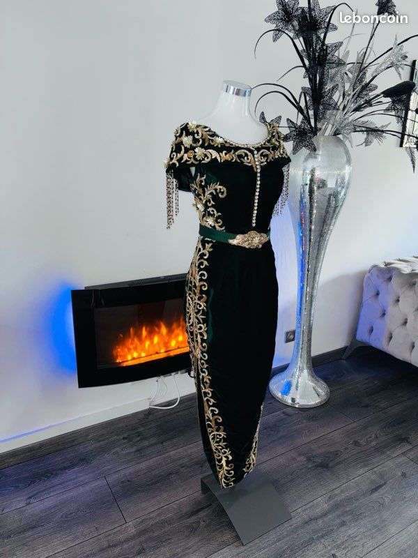 Magnifique robe henné – caftan karakou vert (image 1)