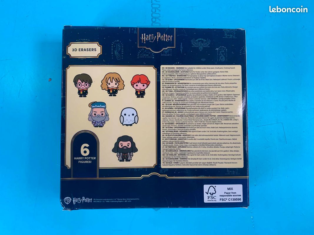 Coffret Gommes Harry Potter – 3 Personnages Chibi – Harry, Ron, Hermione – Officiel – Cadeau Fan
