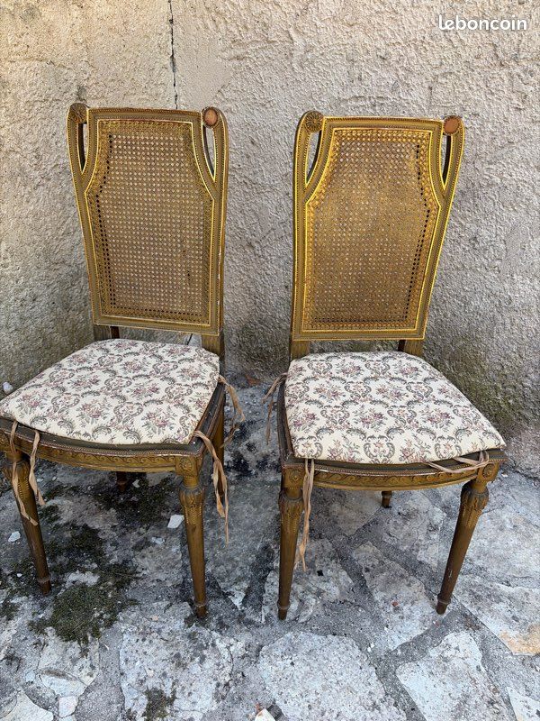 Chaises de dame 19eme en bois doré canné (image 6)