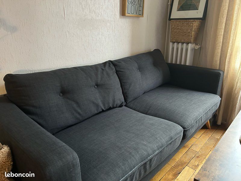 Canapé Brooke - Canapé style scandinave 3 places gris anthracite (image 4)