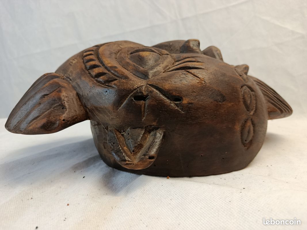 Masque africain en bois sculpté – décoration ethnique – 37 cm (image 6)
