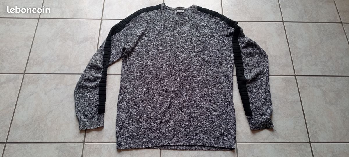 Pull léger gris chiné- homme taille L (image 1)
