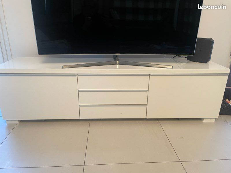 Meuble TV Besta IKEA blanc brillant (image 1)