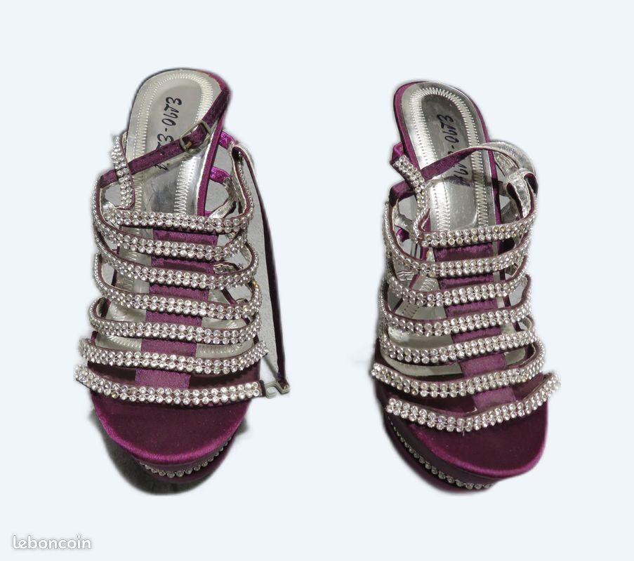 Escarpin compense violet (image 1)
