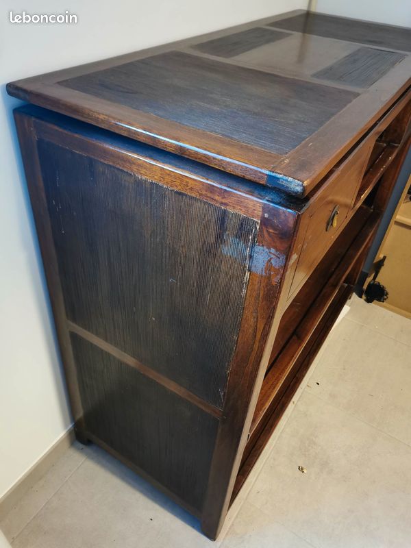 Meuble Bar ou séparation de pièce et ses 2 tabourets bois (image 4)