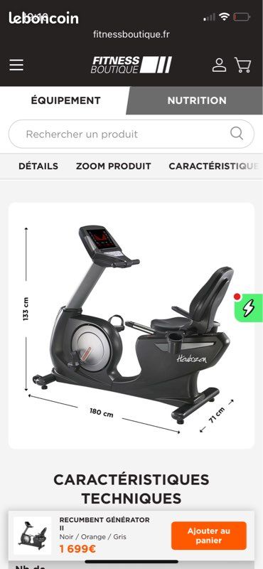 Vélo D'appartement Allongé HEUBOZEN Recumbent Generator 2 - Noir - Neuf - Fabrication France