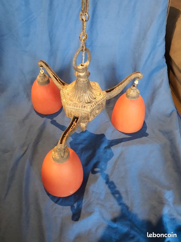 Lustre Suspension Bronze 3 Lumières – Style Ancien – Or – Arterameferro