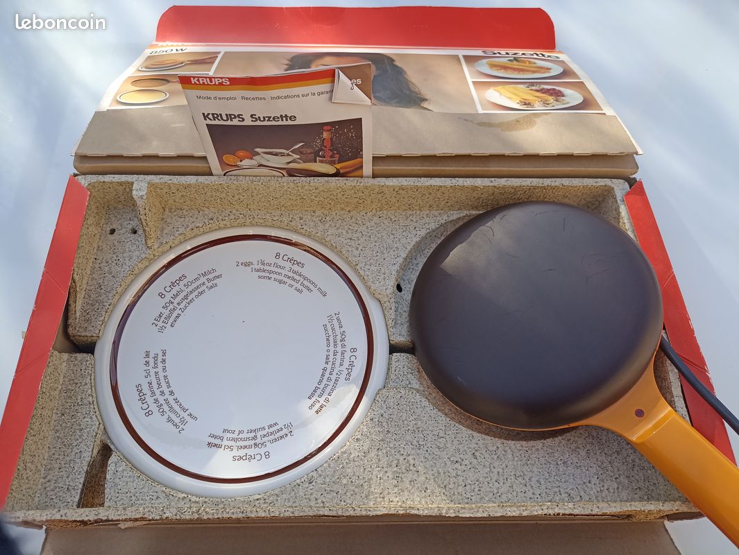 Crêpière Vintage KRUPS Suzette Type 285 – Orange 70's – Complète Avec Accessoires