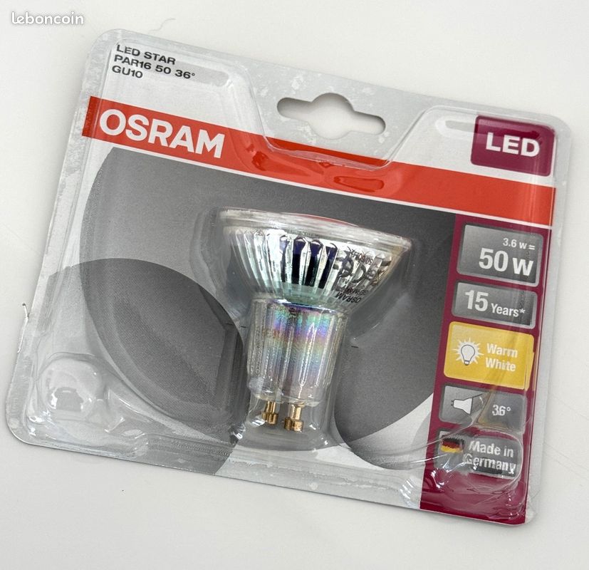 Lot De 10 Ampoules LED Osram VALUE PAR16 GU10 4,5W 6500K (blanc Jour) - 350lm, Angle 60° - Neuf