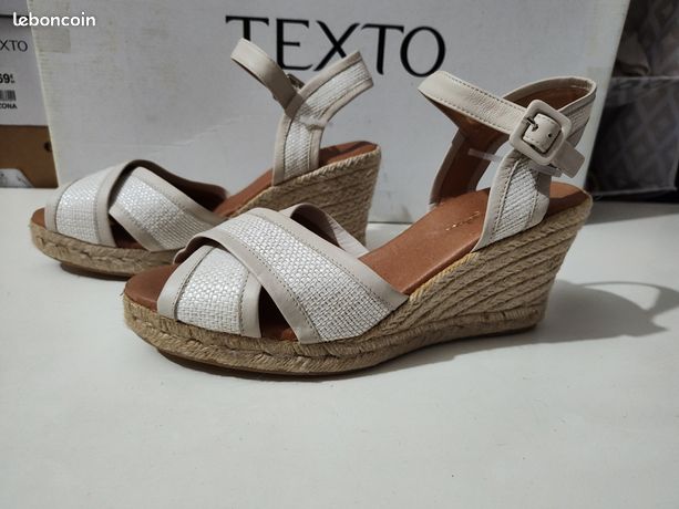 Sandales Compensées Mellow Yellow - Talons Plateforme Beige, Taille 37, Cuir, Occasion Très Bon état