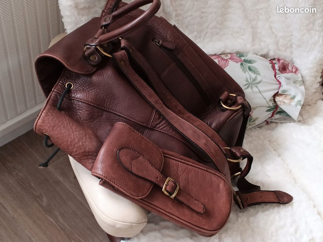 Très beau sac à dos vintage en cuir véritable (image 4)