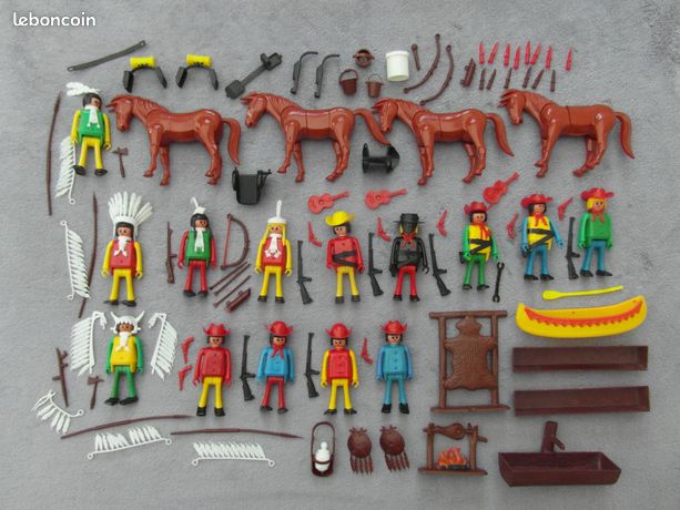 LOT DE PERSONNAGES Vintage kinder Démontable Cowboys + Pièces Détachées