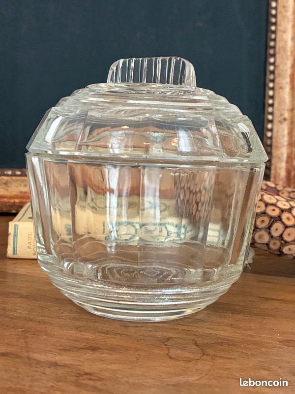 Sucrier en verre et métal argenté