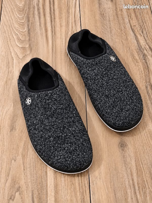 Chaussons pantoufles Mixte homme femme avec maintien gris (image 1)