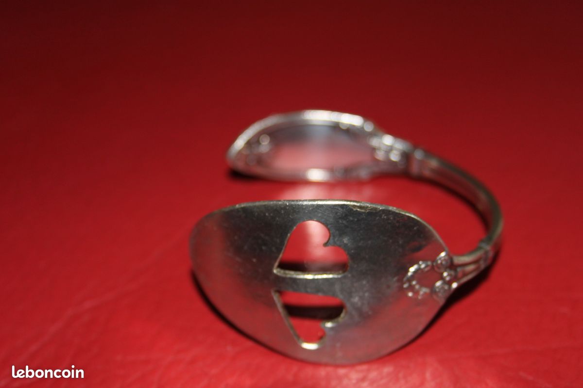 Bracelet double cœur "cuillère argent" (image 1)