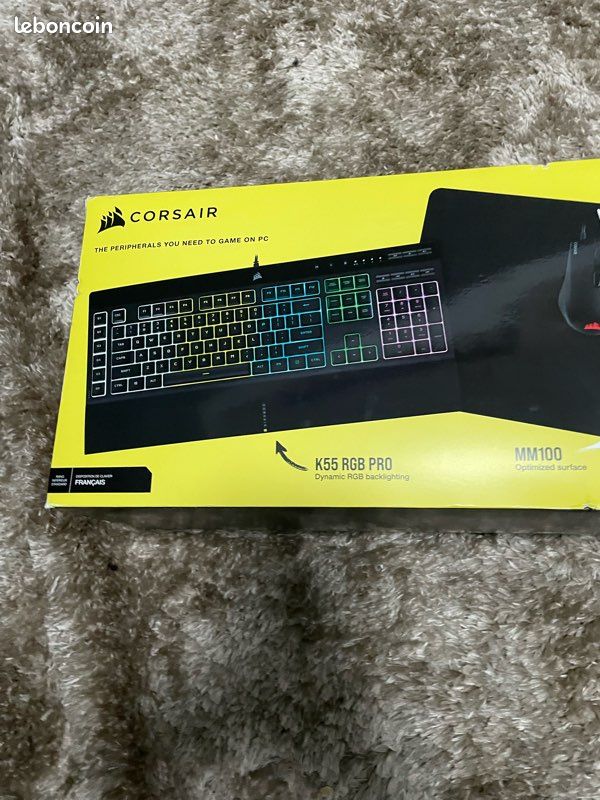 Pack Gaming Corsair 4-en-1 : Clavier K55, Souris Harpoon, Casque HS55, Tapis MM100 - Neuf Complet