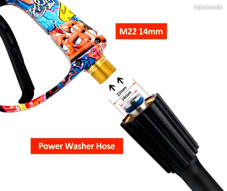 Kebtek Pistolet Haute Pression avec Canon à Mousse Voiture et 5 Buse, Accessoire à Double Embout, Adaptateur Compatible avec Karcher K2-7 Kebtek Pistolet Haute Pression avec Canon à Mousse Voiture et 5 Buse, Accessoire à Double Embout, Adaptateur Compatible avec Karcher K2-7