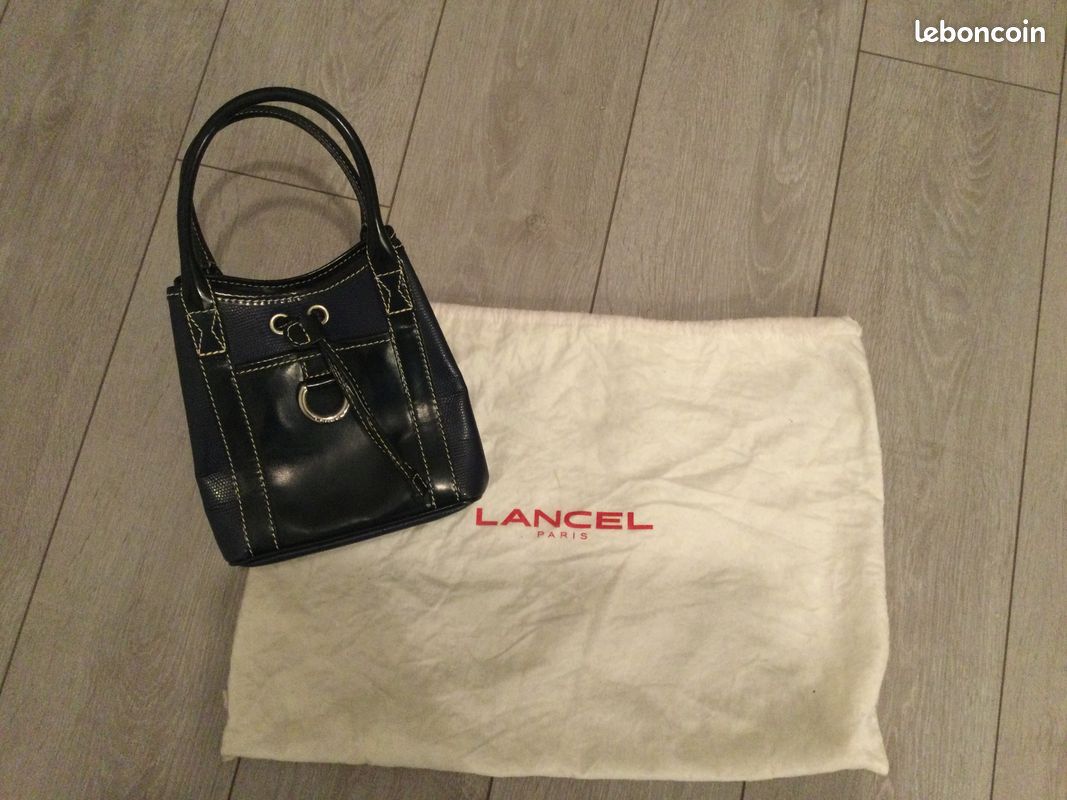 Sac à main Lancel cuir bleu marine et noir (image 1)