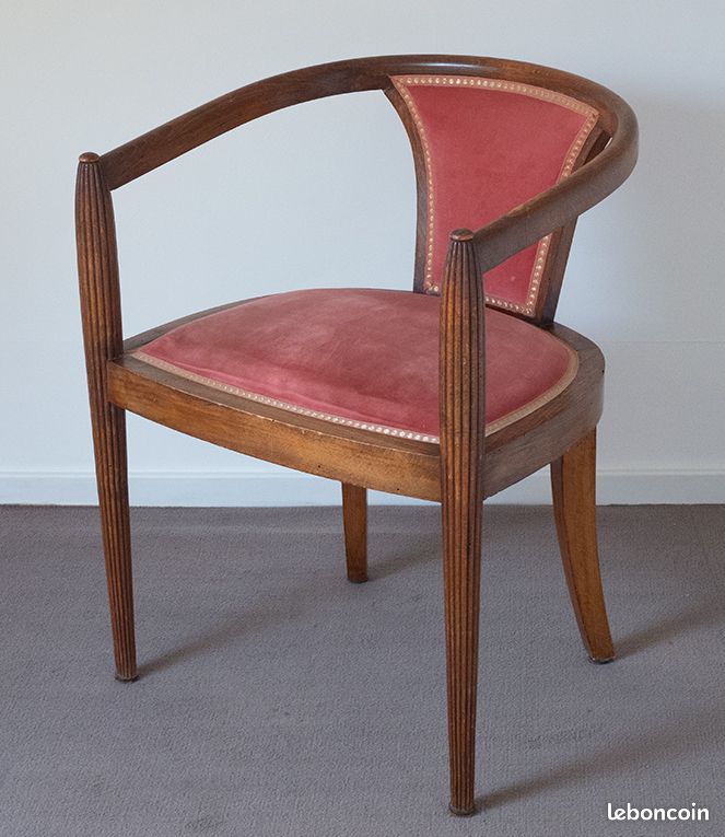 Fauteuil gondole pieds cannelés Art Déco (image 1)