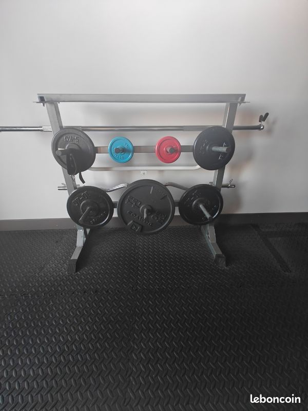 Support de poids + 2 barres + altères (image 1)
