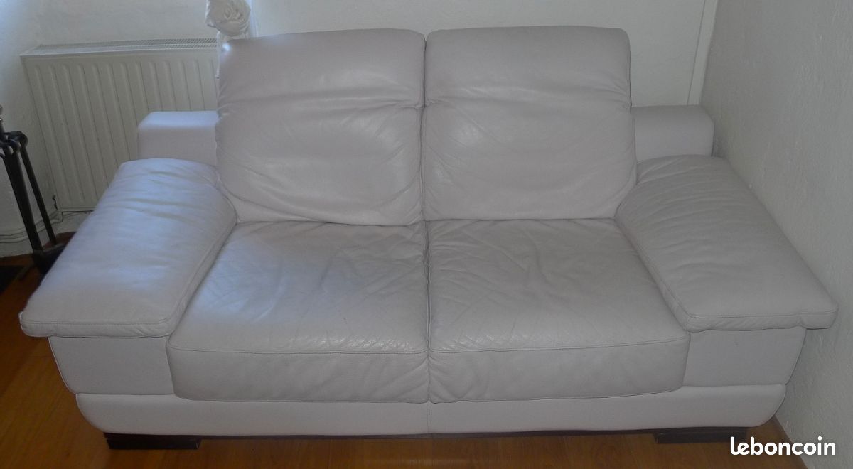 Canapé cuir blanc (image 1)