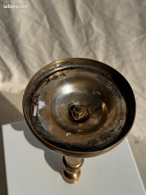 Grand bougoir doré en laiton forme classique H17 D13,5 (image 20)