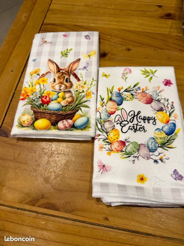 Lot 2 Torchons Cuisine Lapin De Pâques – Coton Absorbant Avec Fleurs & Lapins Mignons – Idéal Printemps, Nettoyage & Déco Vaisselle