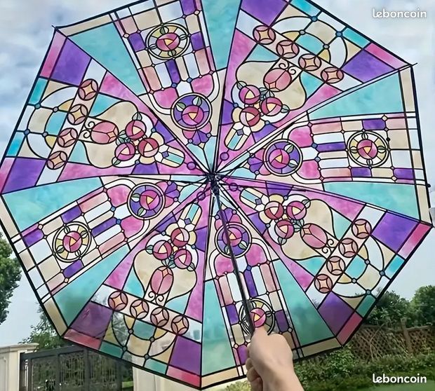SKDFHOD Parapluie arc-en-ciel Parapluie arc-en-ciel pliant ROBUSTE ET COMPACT - Parapluie Pliable en Fibre de Verre - Ouverture et Fermeture Automatiques - Petit et Coloré - 10 Couleurs