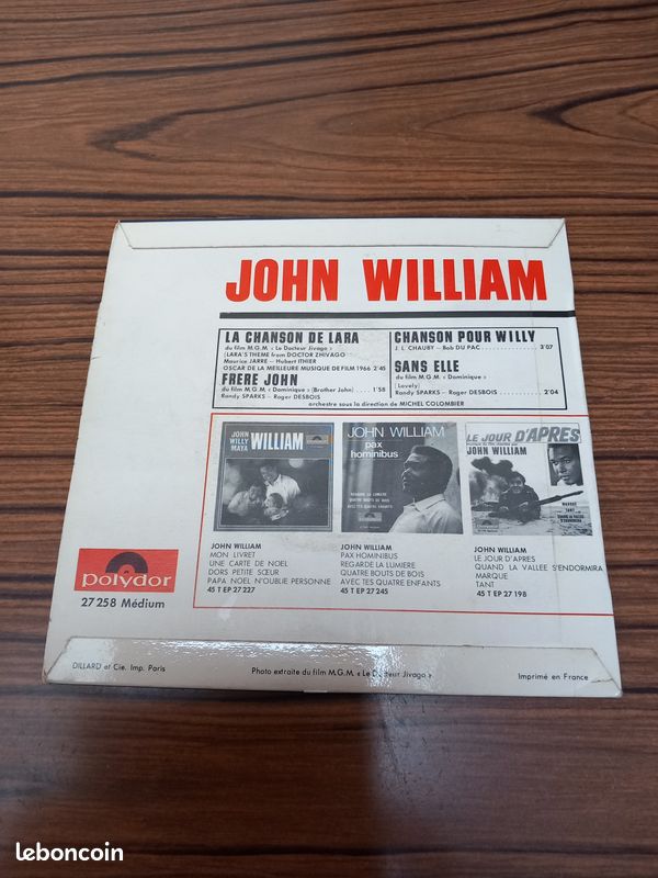 1 disque 45t John William la chanson de lara (image 2)