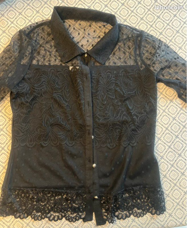 Chemise Blouse Noire Plumetis Blouse Chemisier Noir Plumetis Et