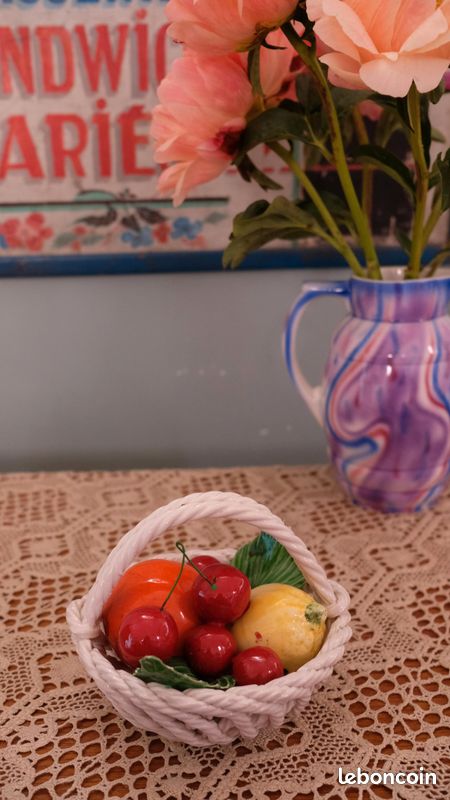 Corbeille de fruits en céramique vintage (image 1)