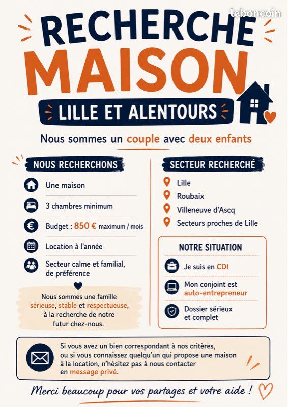 Maison 4 pièces 70 m² · à Lille · 70 m² · 930 €/mois