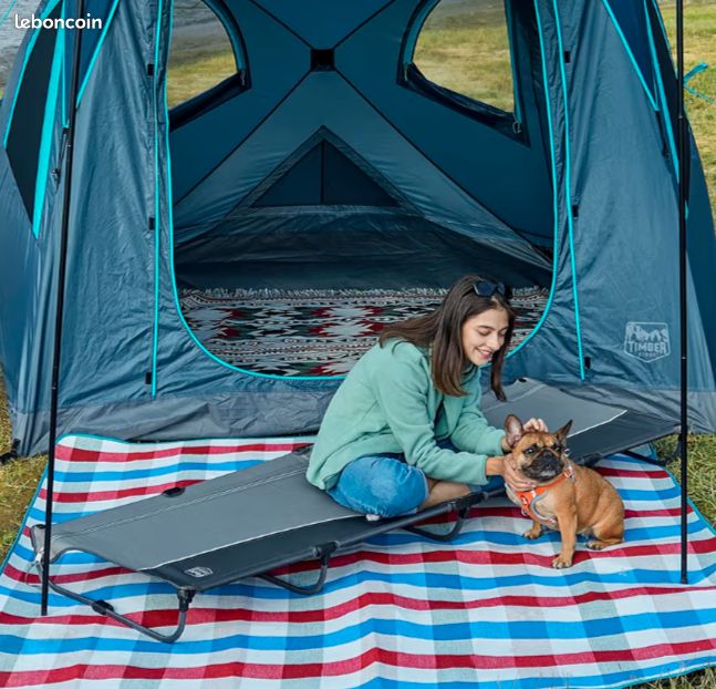 Lit De Camping Pliable Ultraléger En Aluminium – 150 Kg Max – Bleu – Idéal Randonnée & Plage