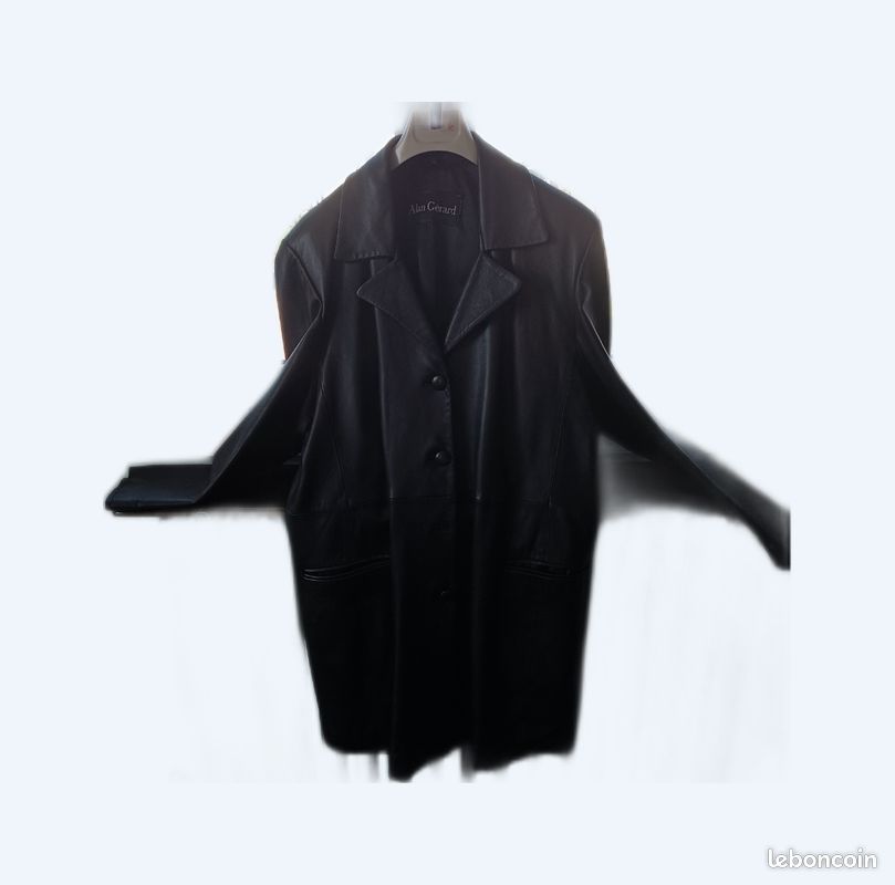À vendre manteau 3/4 en cuir noir femme (image 2)