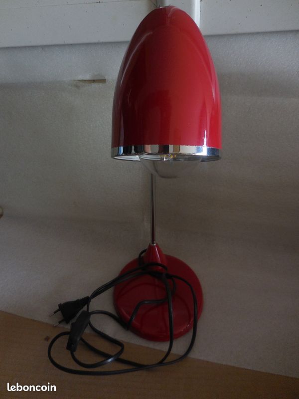 Lampe de bureau vintage orientable rouge bordeaux et chrome