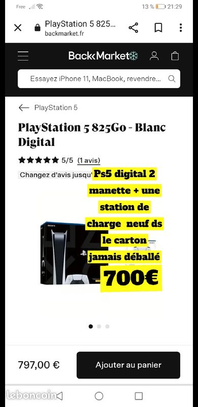 Pack ps5 digital 2 manette + une station de charge (image 2)