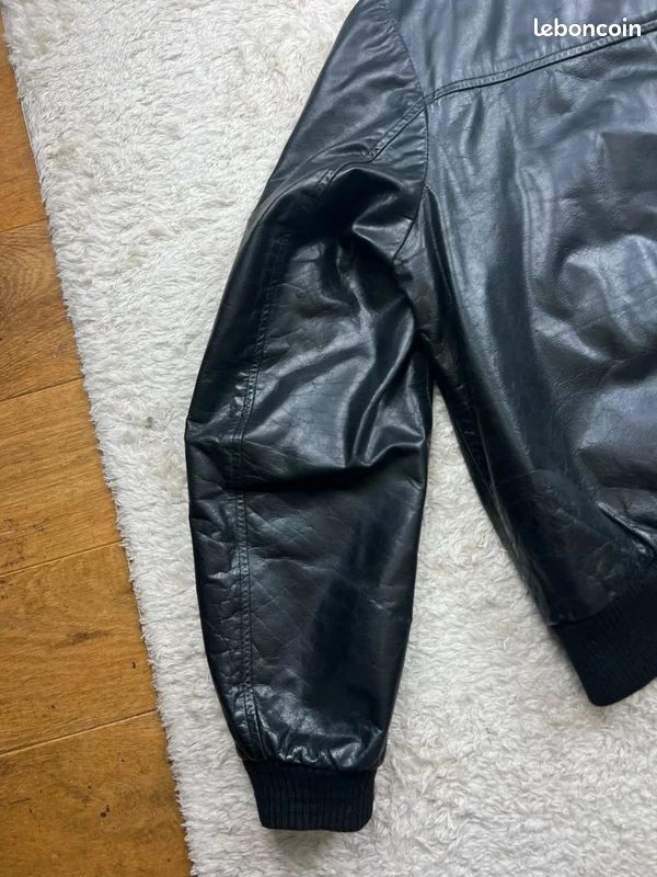 Veste Blouson cuir Redskins vintage US 90's - cuir buffle noir - XL homme (image 9)