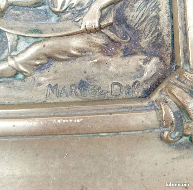 DEBUT Marcel (1865-1933) Plateau bronze Massif bas-relief Moisson Sculpture 1890 (image 5)