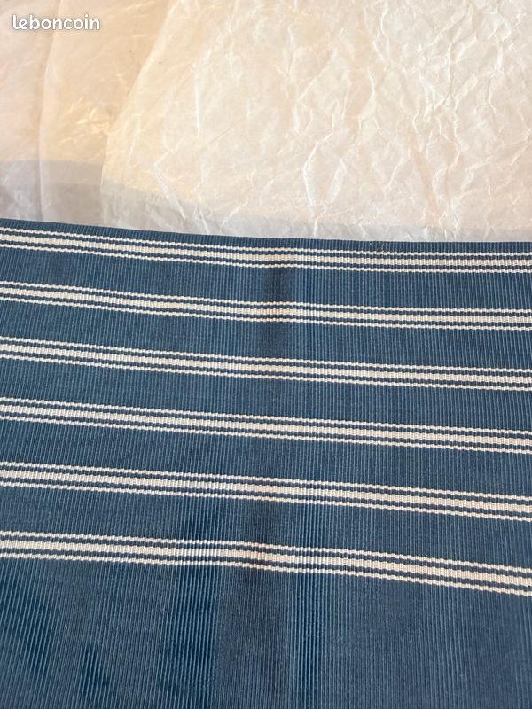 Japon authentique Kaku obi homme vintage soie marine clair rayures blanches excellent état (image 17)