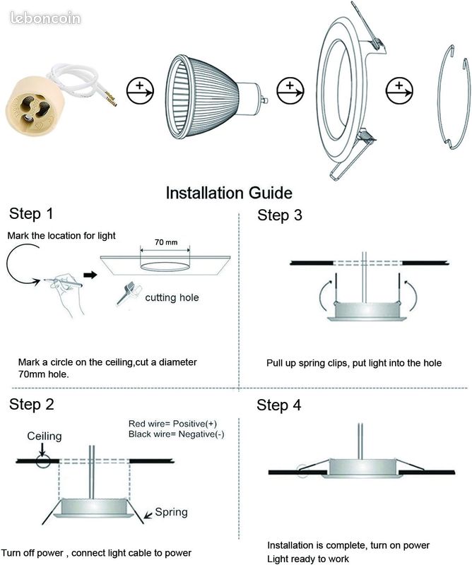 Spot LED Encastrable Orientables,230V Lumière Blanc Froid 6000K,5W(Equivalente 50W Halogène) 600lm GU10 Plafonnier Encastré,Rond Blanc Métal Cadre,30°orientable 120°d’éclairage,Non-Dimmable-Lot de 10 (image 5)