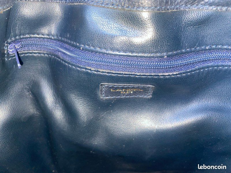 Sac à main LANCEL en cuir bleu marine (image 10)