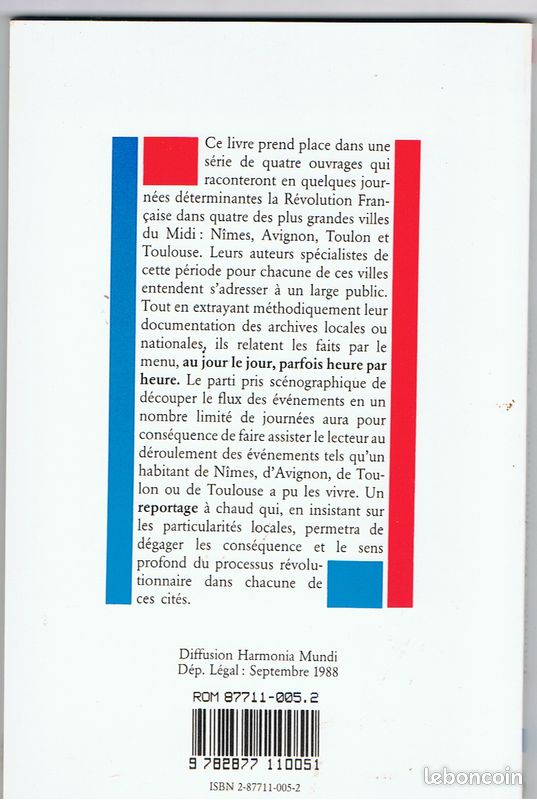 Livre journées révolutionnaires à Nimes Anne Marie Dupont - faits divers racontés lors de la révolution à Nimes (image 2)