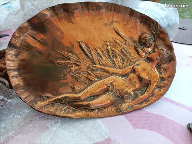 Plateau art nouveau en bronze doré - Décoration