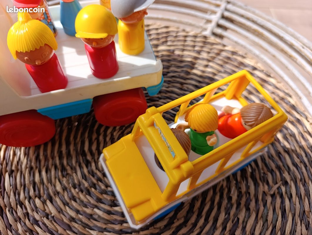 Lot véhicules bus scolaire et voiture chantier enfants jeux vintage années 80 Chicco spectra (image 5)