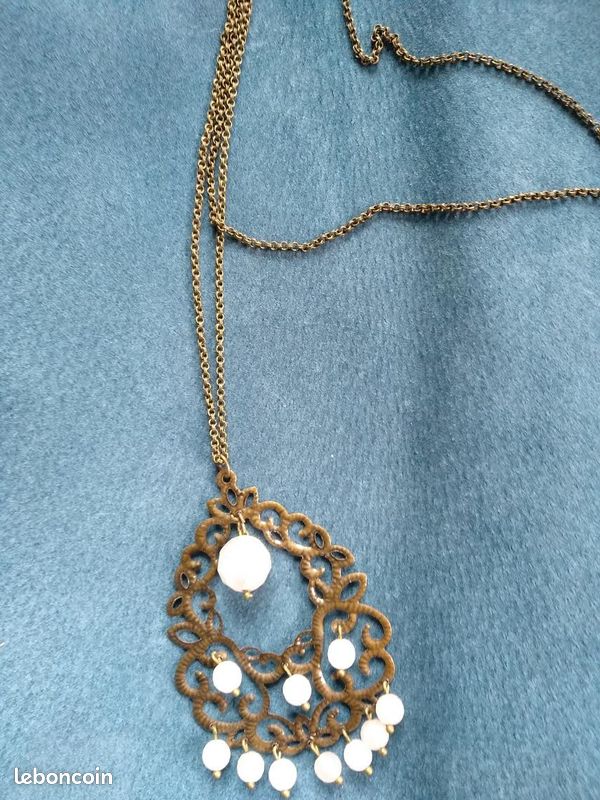Collier sautoir en quartz rose (image 1)