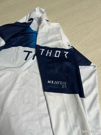 Maillot Motocross Thor Phase Taille L - Bleu Et Blanc, Occasion En Bon état