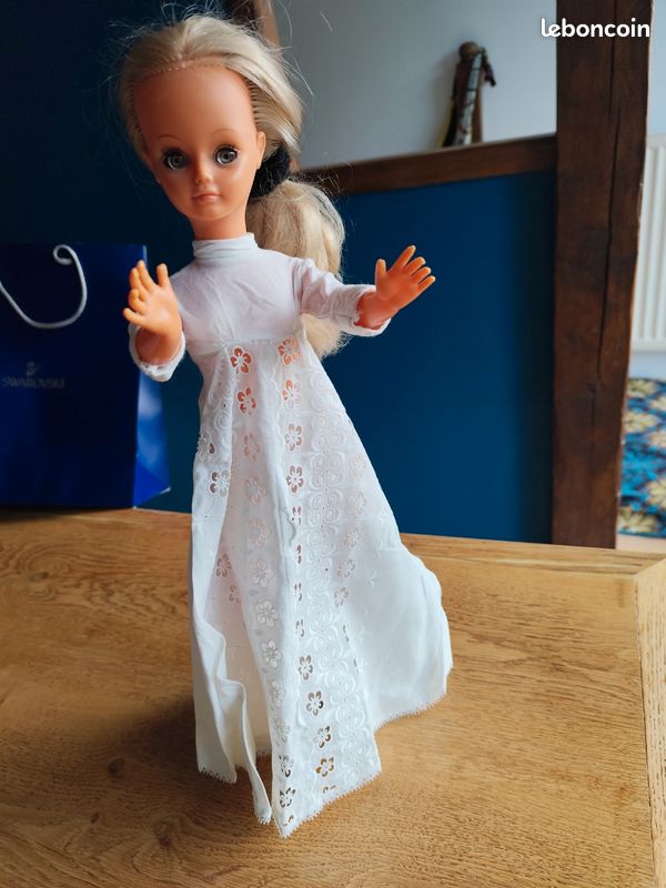 Tenue Vintage Gégé Haute-Couture : Imperméable Blanc Années 1960 Pour Poupée